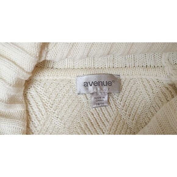 Avenue Womens Chevron-Stitch Cowlneck Ivory 3/4 Sleeve Sweater Plus Size 18/20 - Picture 7 of 7